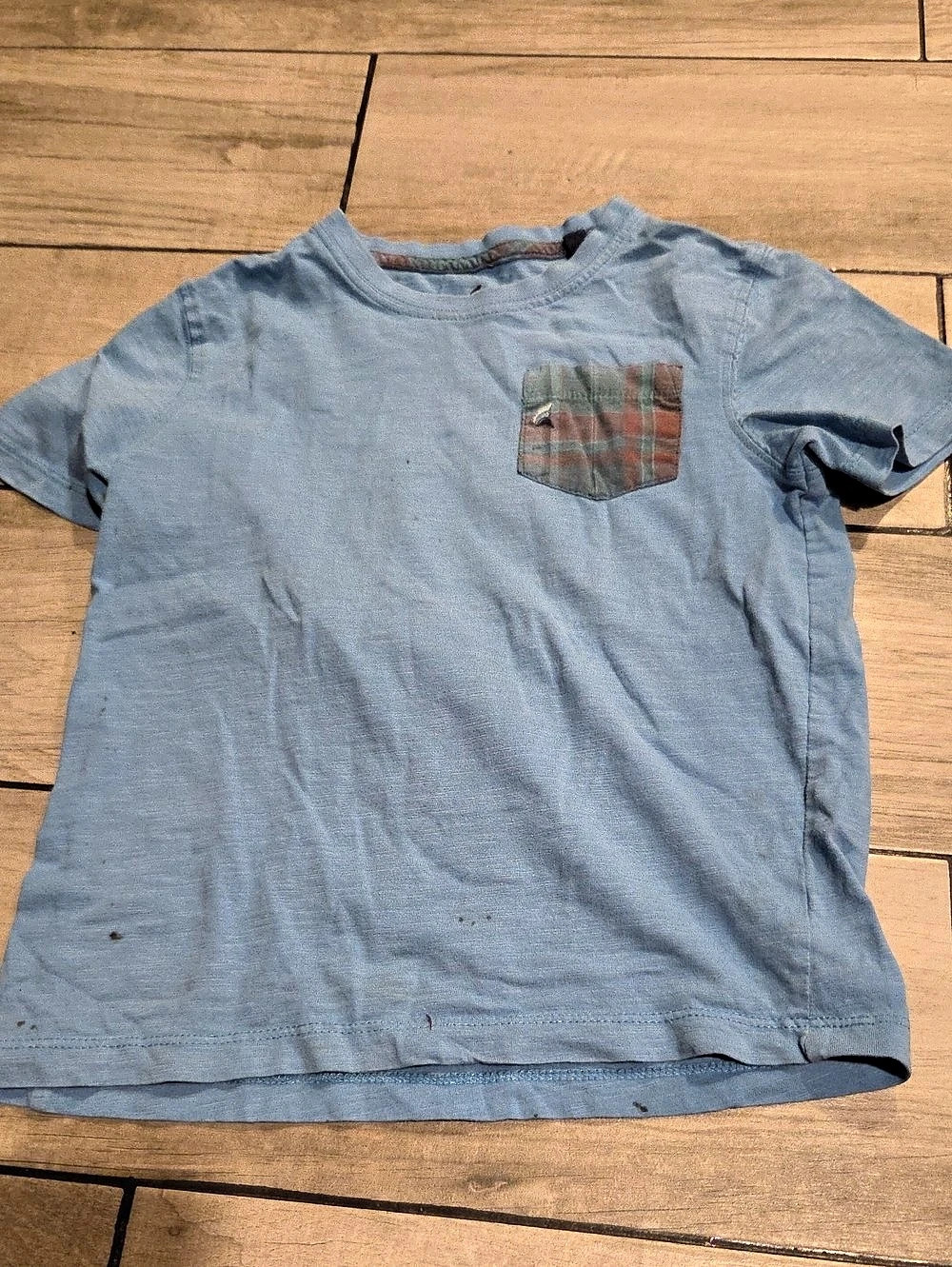 Taylor Vintage Boys Blue Plaid Pocket Tee